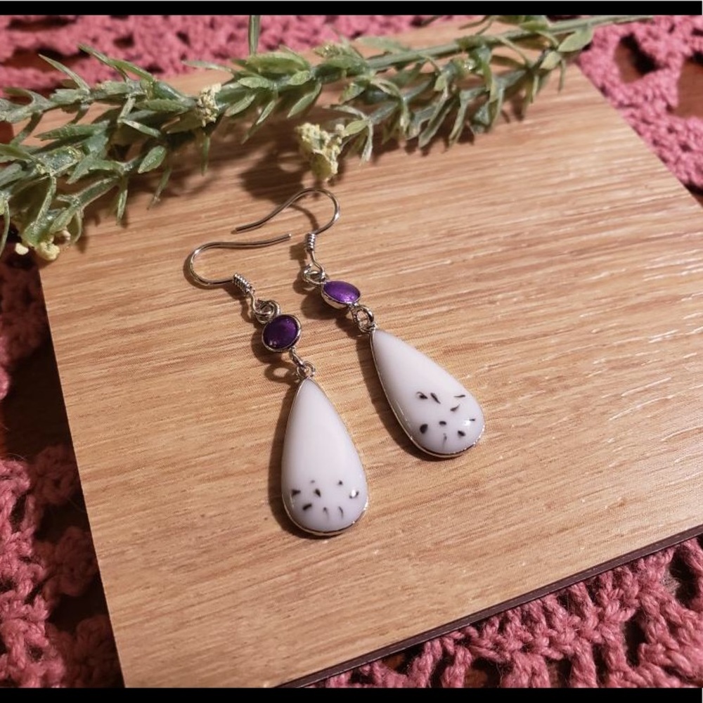 925 Silver Opal Dangle Earrings - Picture 3 of 5